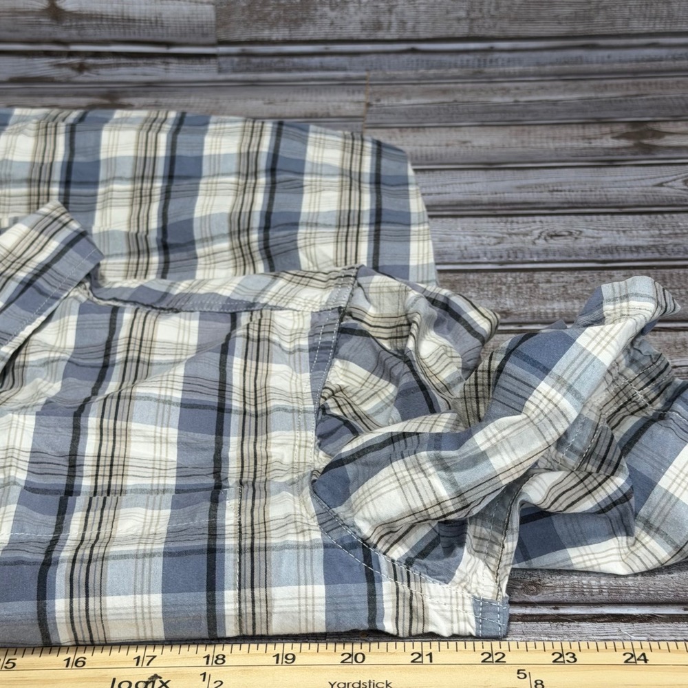 Lauren Ralph Lauren Button Down Shirt Mens 16 32/33 Blue Plaid Slim Fit Stretch